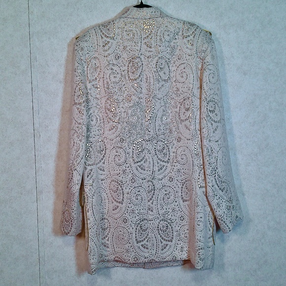 NWT Carmel Zhao Vintage Ivory&Gold lame Paisley Party Jacket w/Lining Mens Large - Picture 4 of 12